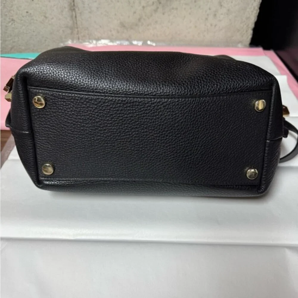 Michael Kors Greta Large Pebbled Leather Satchel Black - Picture 6 of 14